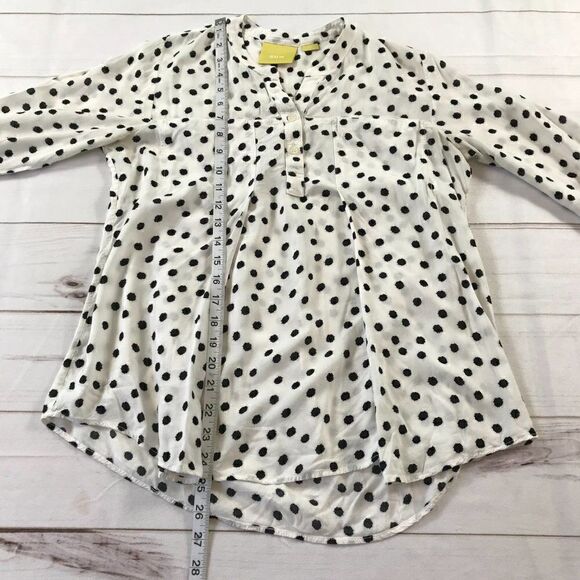 Anthro Maeve Women White Blouse Polka Dots Small - Picture 6 of 11